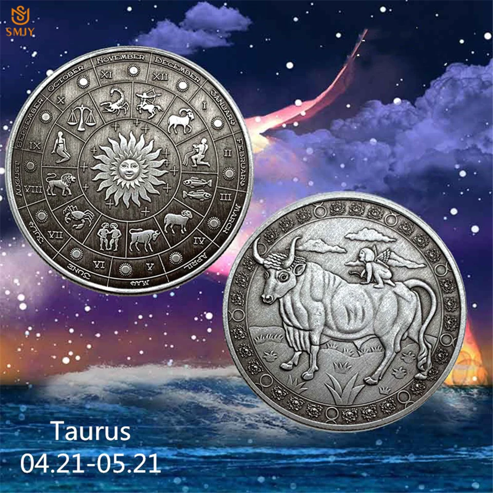 2022 Euro Constellation Saturn Taurus Bronasti Relief Redkih Izziv Kovanec&Ruske Nebesno Krava Živali, Zbiranje Kovancev Vrednost