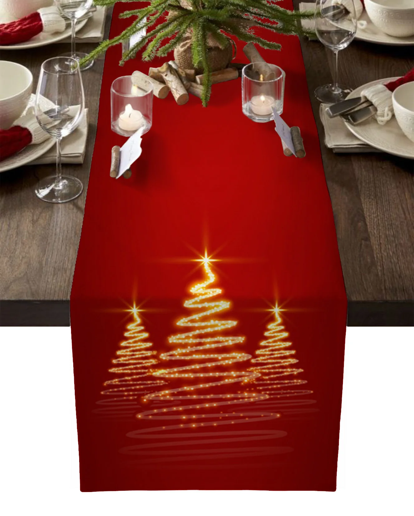 Božično Drevo Rdeče Zlato Namizni Tekač Poroka Tabela Dekoracijo Jedilnico Prtom Božič, Placemats