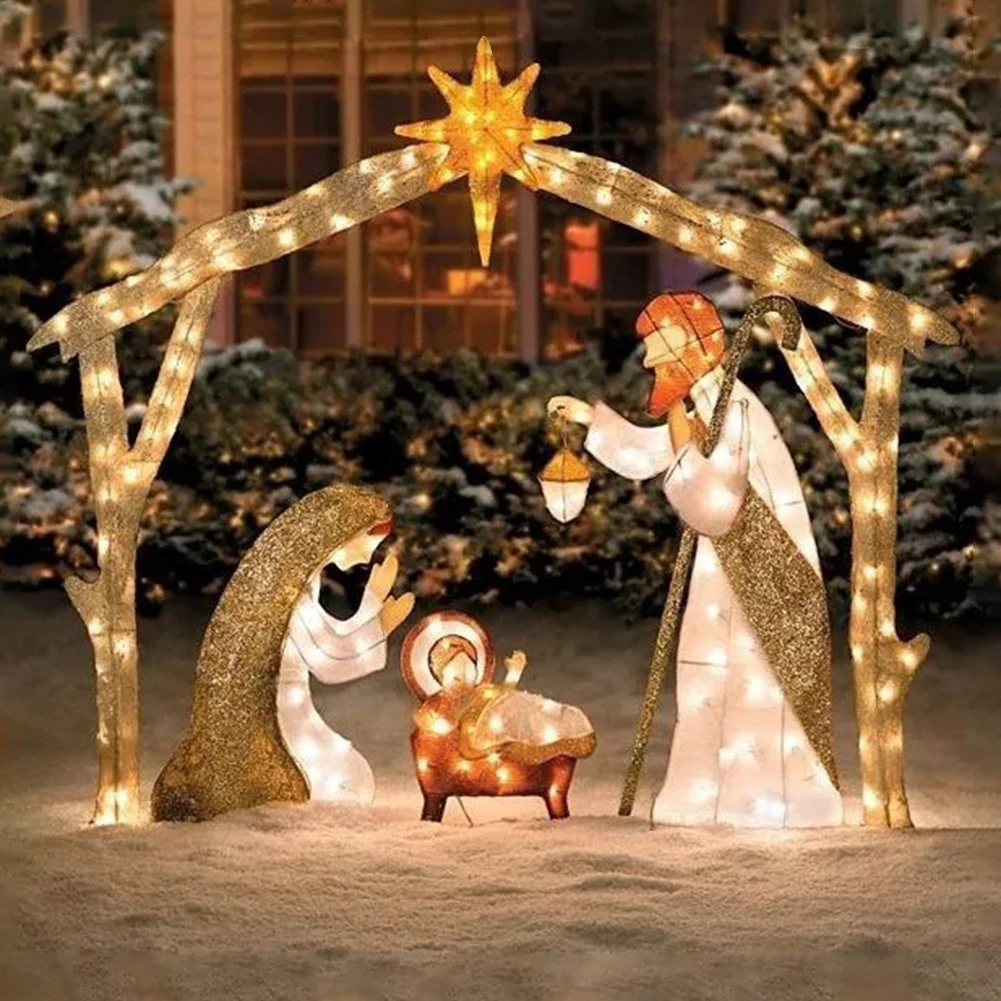 Lighteds Božič Nativitys Scene Okraski Stilsko Xmas Party Dekorativne Rešitve Za Vsako.